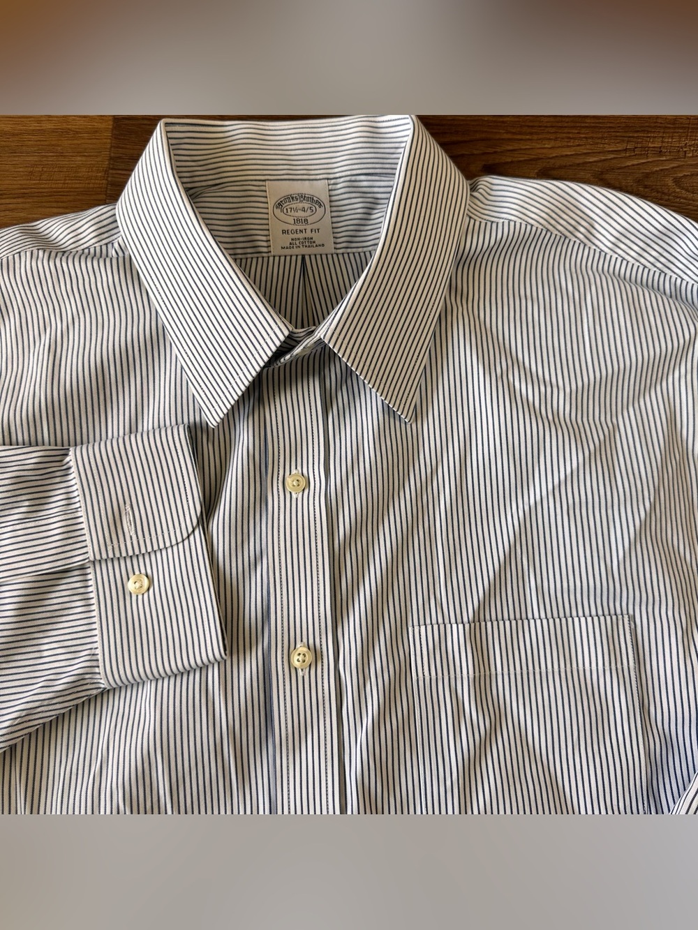 Brooks Brothers Dress Shirt Mens 17.5 4/5 Regent Fit Button Up Non Iron Striped